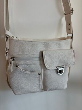 Rossetti Women's White Crossbody HandBag Purse with Front Pockets